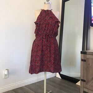 New! Weavers Red Halter Floral Women's Sleeveless Mini Sundress Large